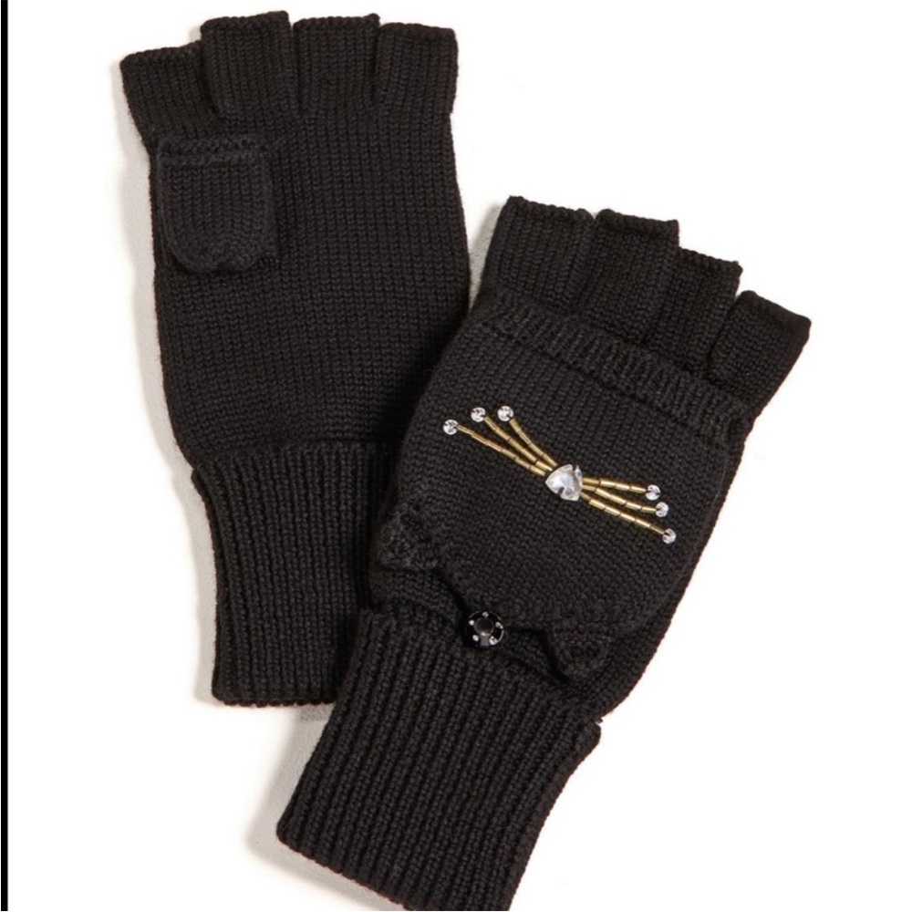 Kate Spade | Embellished Cat Pop Top Mitten NWT